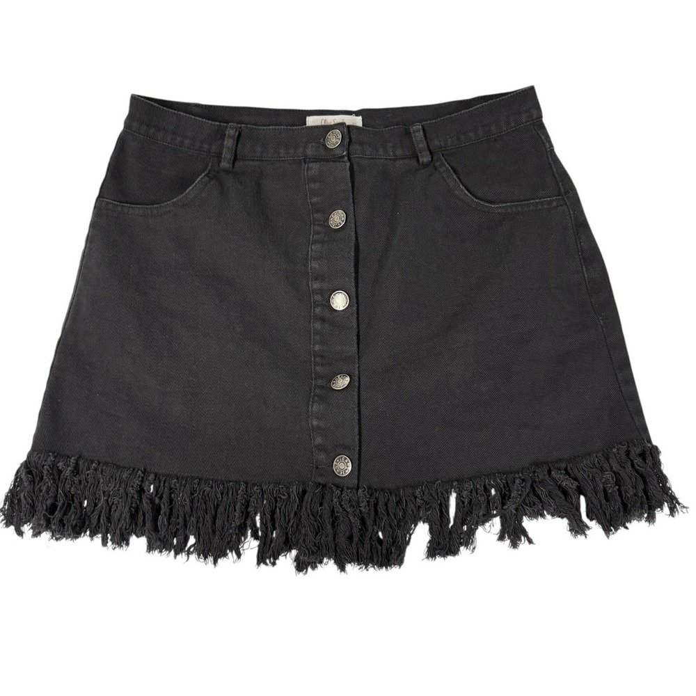 Olive Scent Denim Skirt Black Button Up Women ‎ Size M Medium Jean Skirt